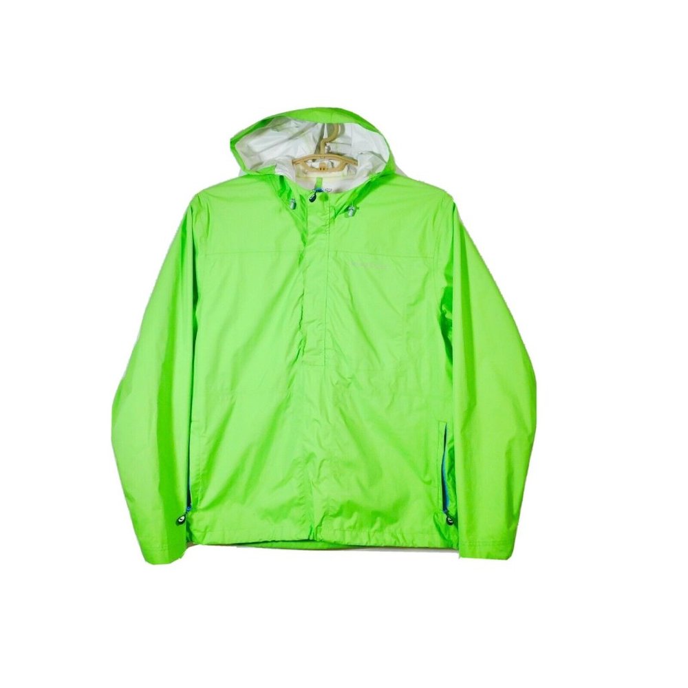 Vineyard Vines Mens 1/2 Zip Hooded Rain Jacket Coat Neon Green Nylon